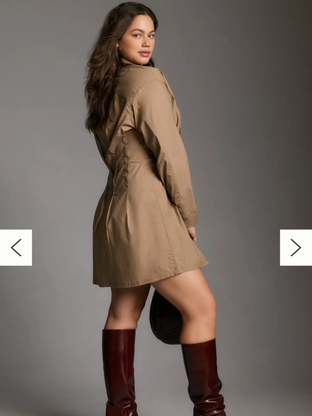 Pilcro‎ Pintuck Tan Mini Shirt Dress - Picture 9 of 14